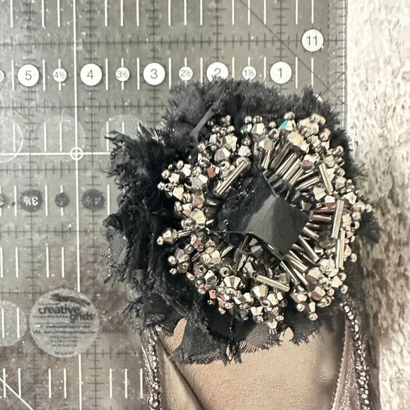 Tory Burch Women Size 7.5M Scrunch Amelia Crystal Silver Ballet Flat Shoes - Picture 11 of 11